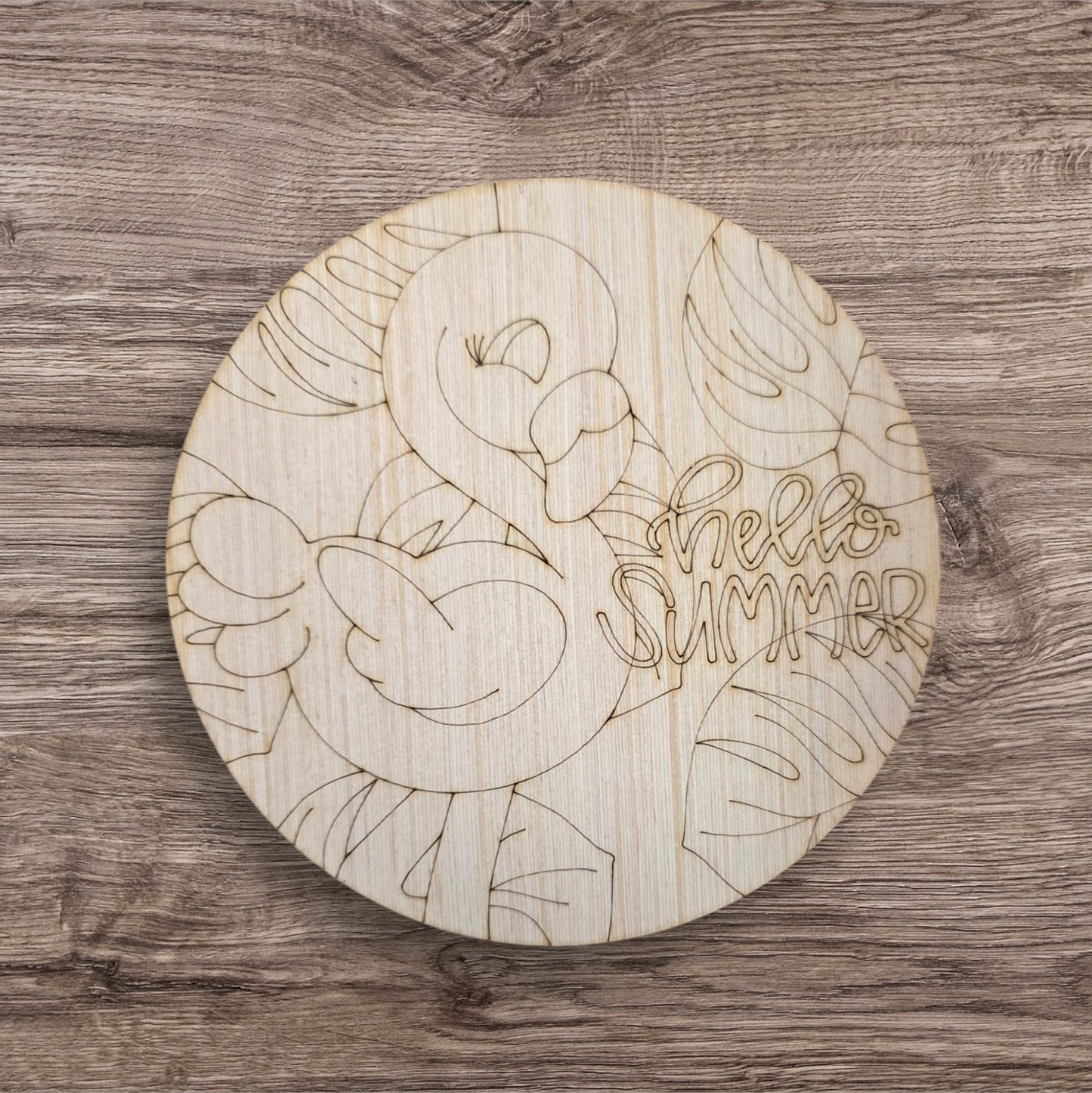 Hello Summer Flamingo Round (LL060)