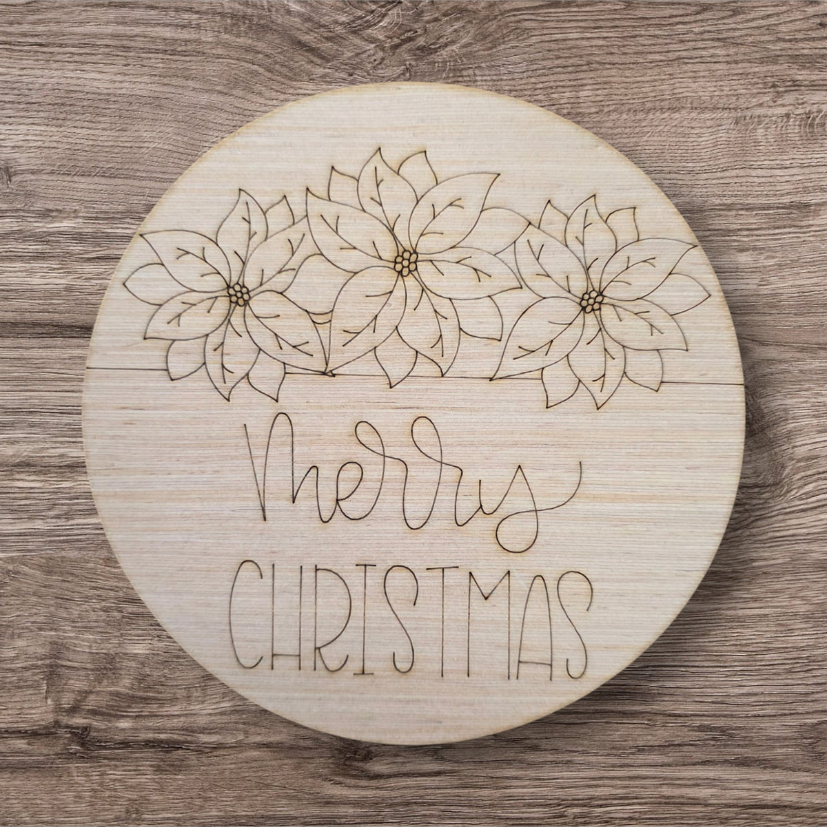 Merry Christmas Poinsettia Round Ornament (KA107-O)