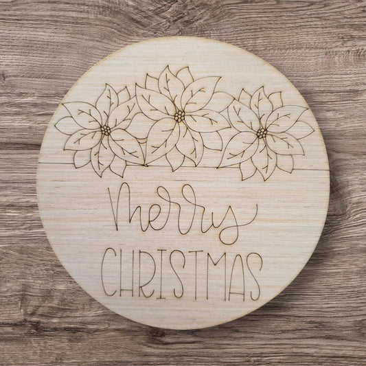 Merry Christmas Poinsettia Round Ornament (KA107-O)