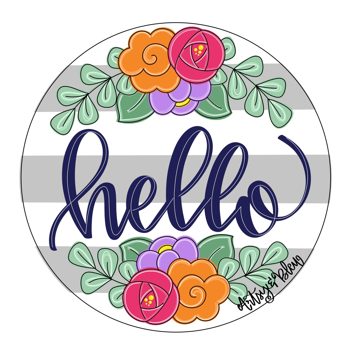 Hello Floral Round (AB039)