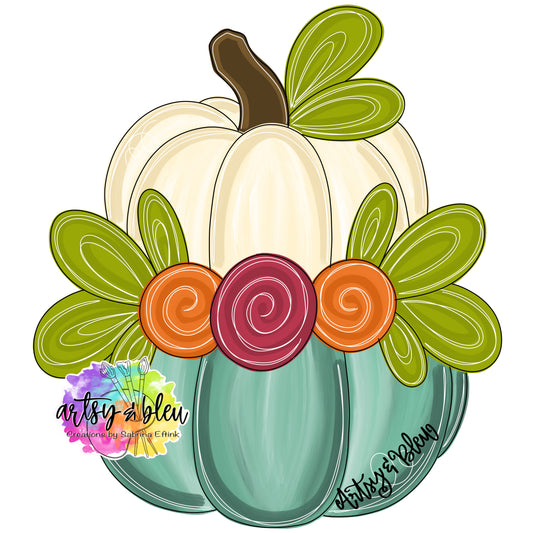 Floral Stacked Pumpkins (AB098)