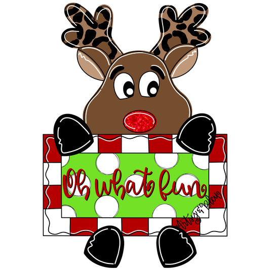 Oh What Fun Reindeer Ornament (AB166-O)