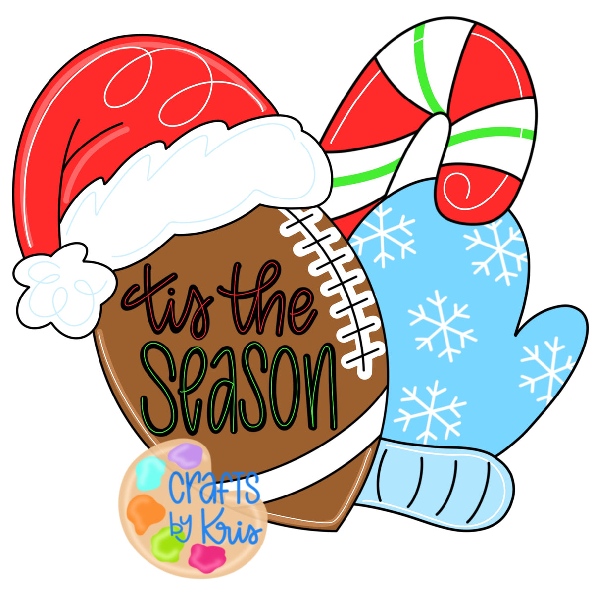 Tis The Season Football Mitten Ornament (CK090-O)