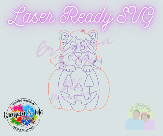 Corgi Pumpkin - Laser Ready SVG