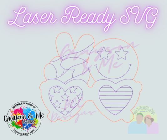 Peace 4th of July - Laser Ready SVG