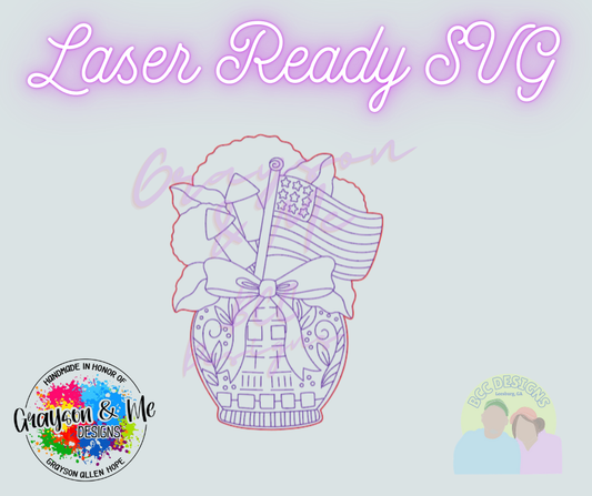 Patriotic Chino Vase - Laser Ready SVG