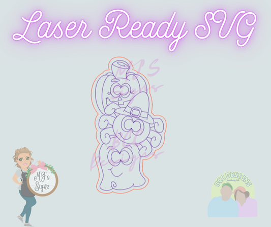 Pumpkin Spider Ghost Stack - Laser Ready SVG