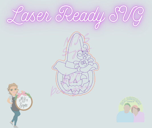 Jack O Lantern With Spider Hat - Laser Ready SVG