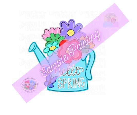 Hello Spring Watering Can - Laser Ready SVG