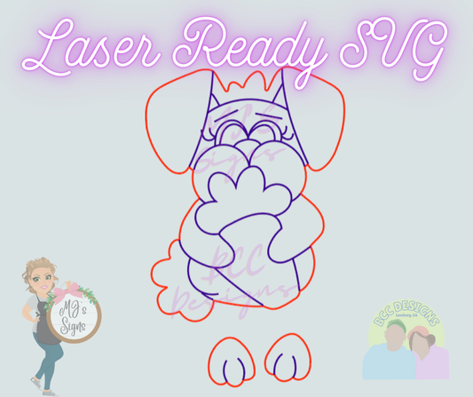 Ribbon Leg Easter Bunny - Laser Ready SVG