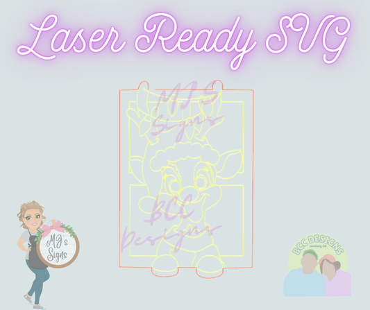 Reindeer In Window - Laser Ready SVG