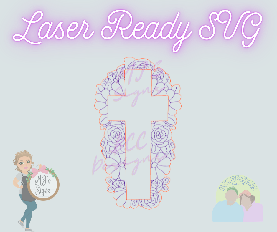 Ornate Floral Cross - Laser Ready SVG