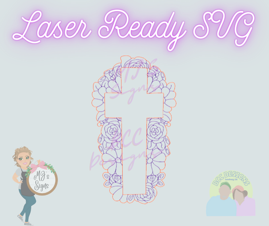 Ornate Floral Cross - Laser Ready SVG