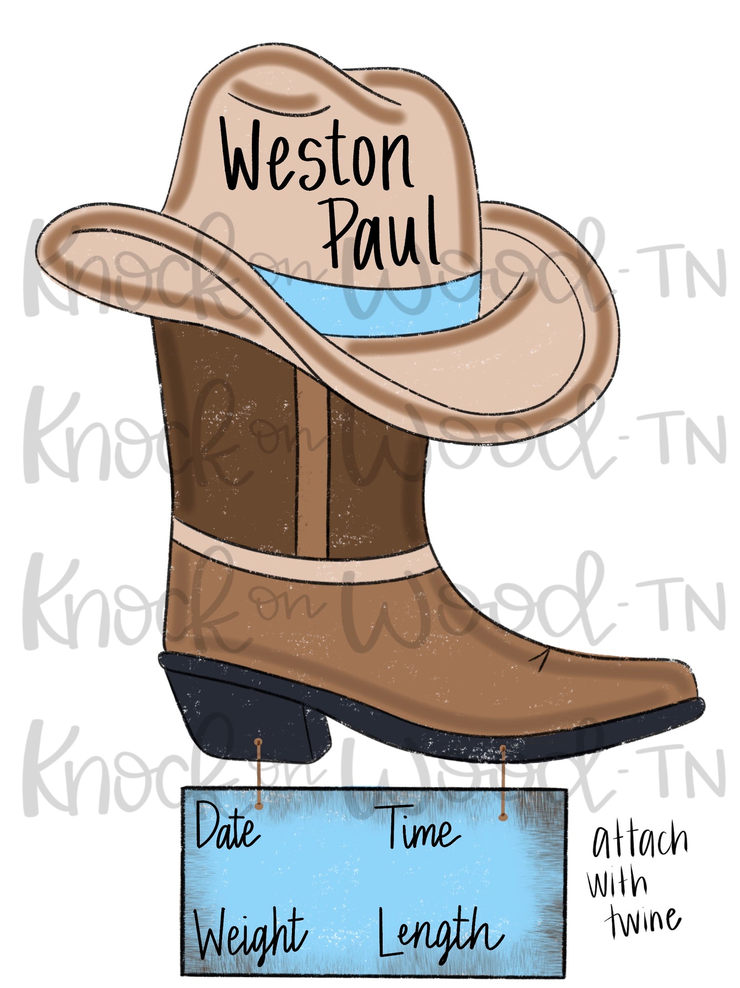 Cowboy Birth Announcement (KW136)