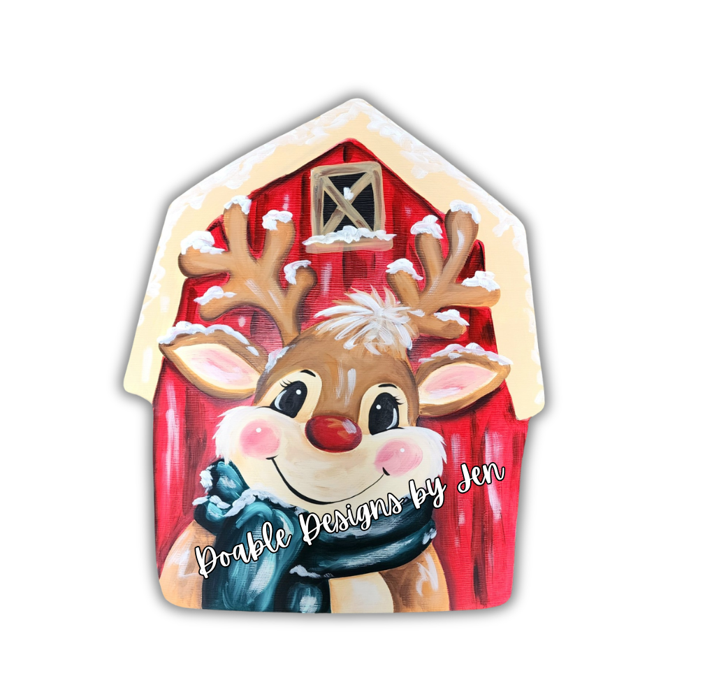 Snowy Barn Reindeer Ornament (DD093-O)