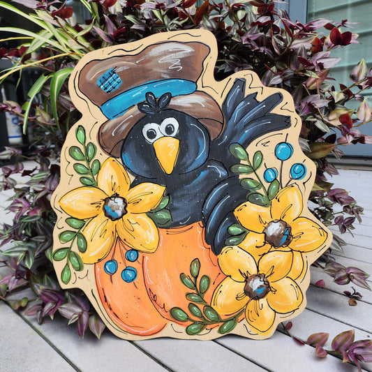 Doable Designs Wooden Blank - Pumpkin Crow - Wooden Door Hanger Blank