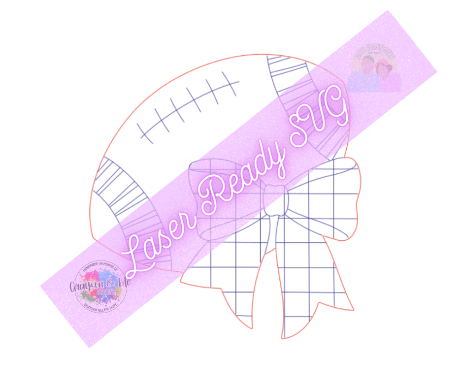 Checkered Football Bow - Laser Ready SVG