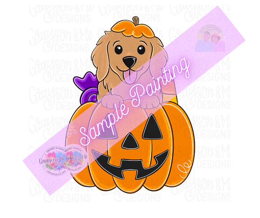 Golden Retriever Pumpkin - Laser Ready SVG \