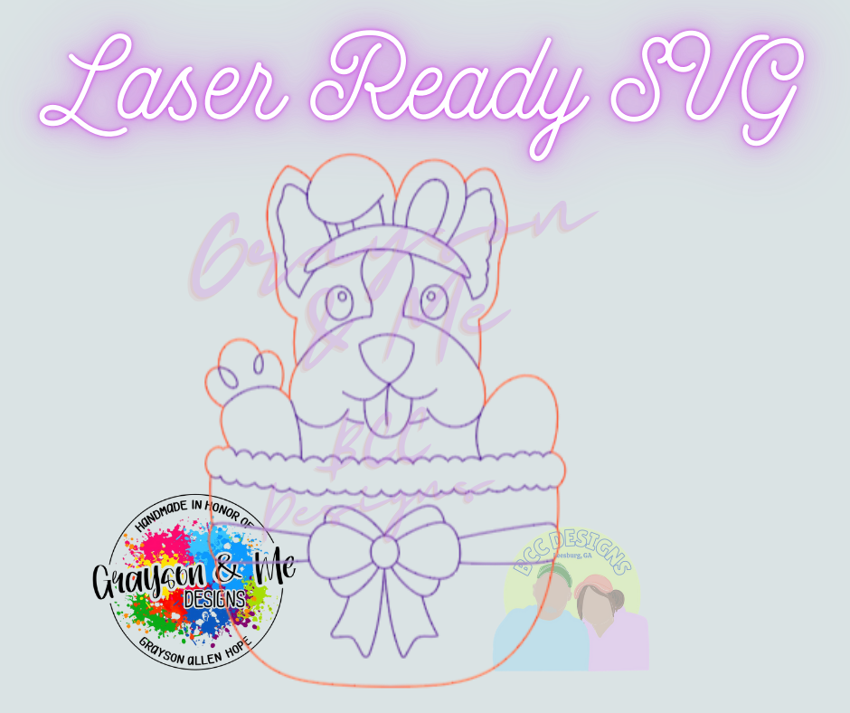 Boston Terrier Easter Basket - Laser Ready SVG
