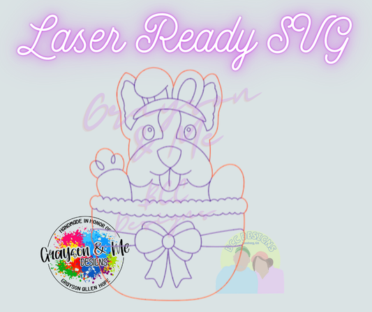 Boston Terrier Easter Basket - Laser Ready SVG