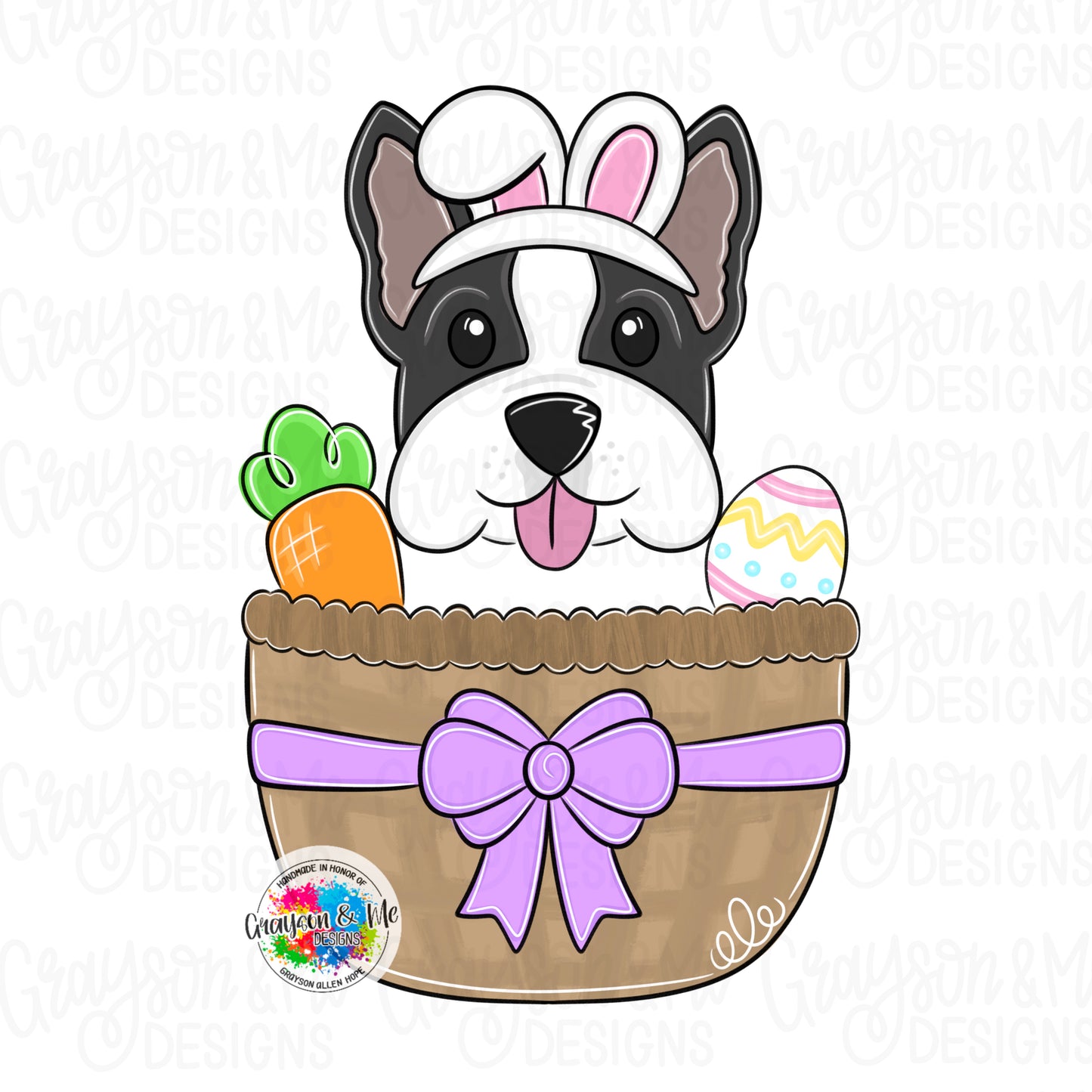 Boston Terrier Easter Basket - Laser Ready SVG