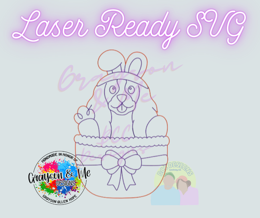Cavalier Spaniel Easter Basket - Laser Ready SVG