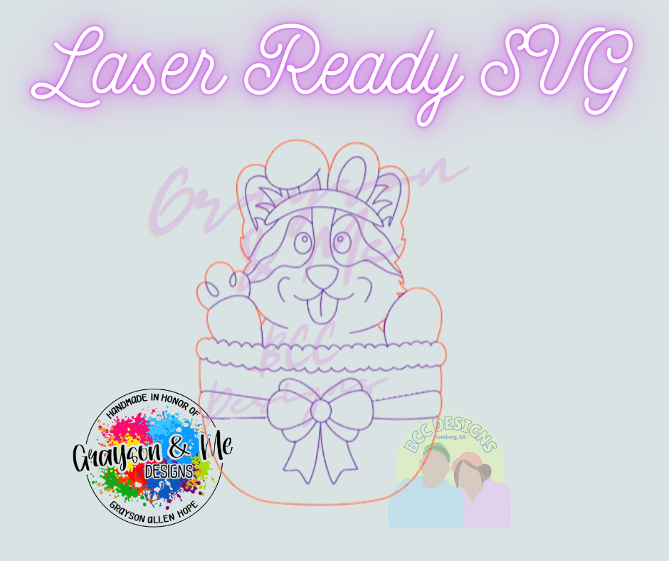 Corgi Easter Basket - Laser Ready SVG