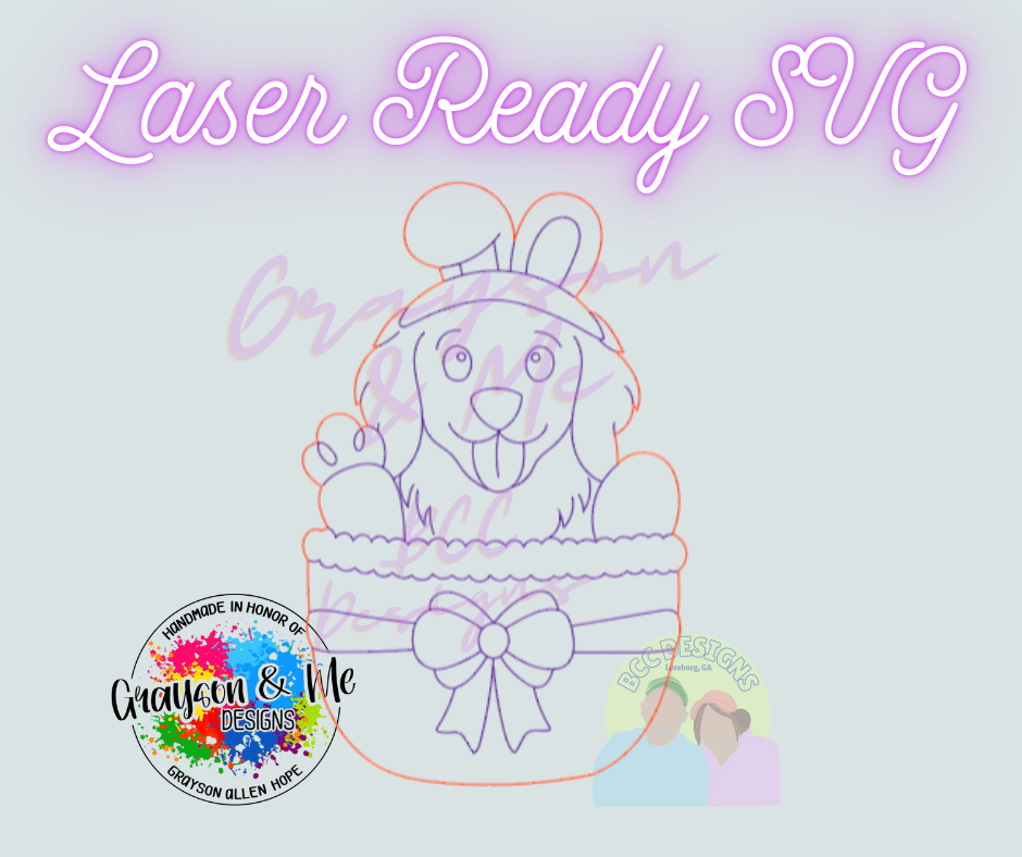 Golden Retriever Easter Basket - Laser Ready SVG