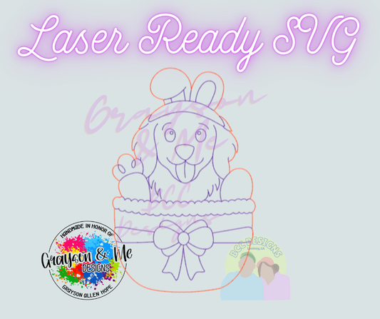 Golden Retriever Easter Basket - Laser Ready SVG