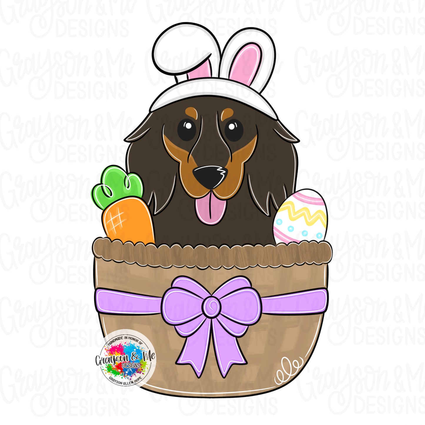 Long Hair Dachshund Easter Basket - Laser Ready SVG