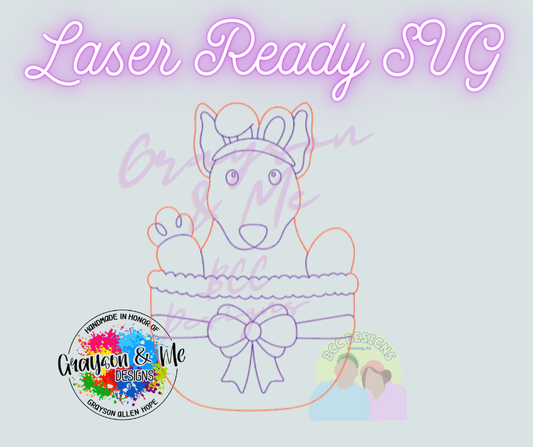 Mini Bull Terrier Easter Basket - Laser Ready SVG