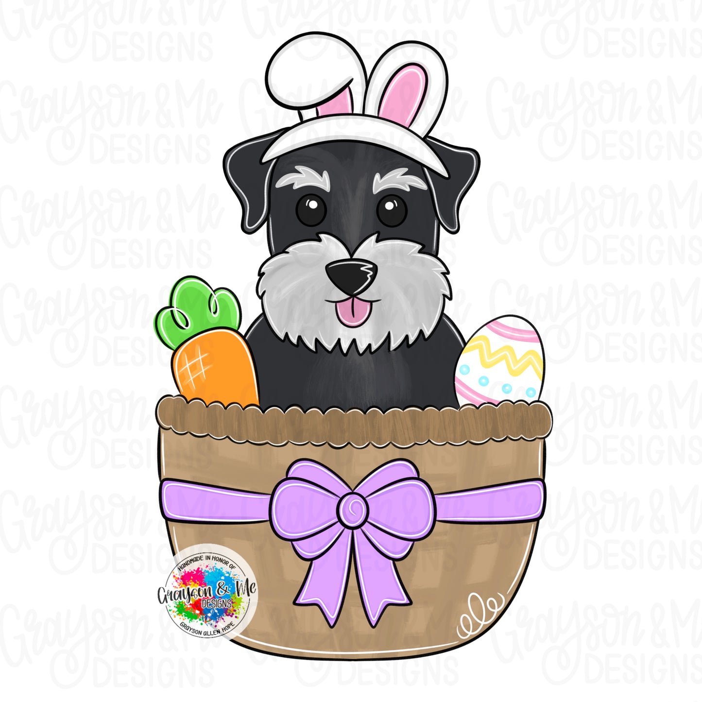 Schnauzer Easter Basket - Laser Ready SVG