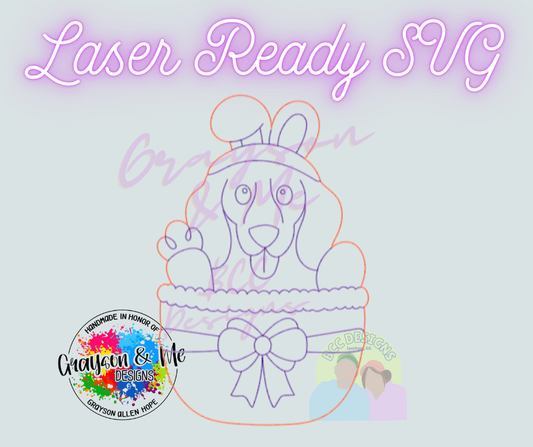 Short Hair Dachshund Easter Basket - Laser Ready SVG