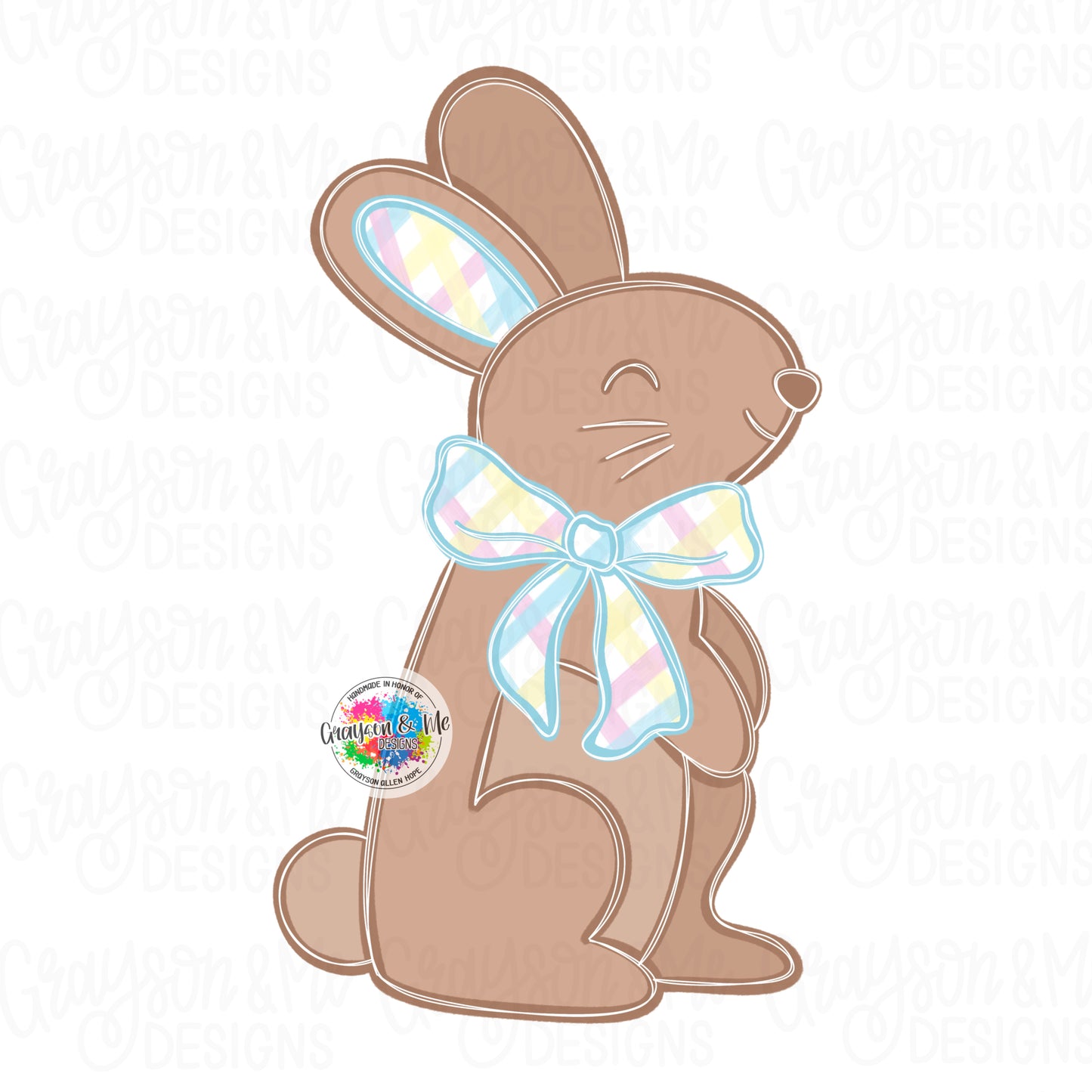 Smiling Bunny With Bow - Laser Ready SVG