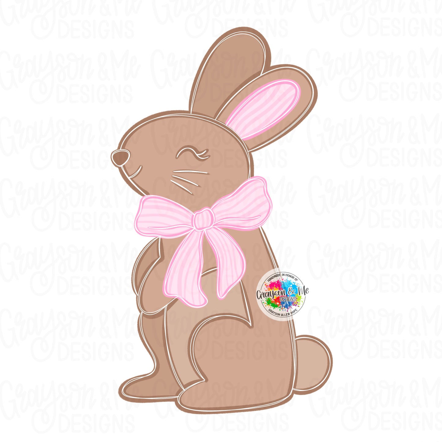 Smiling Bunny With Bow - Laser Ready SVG