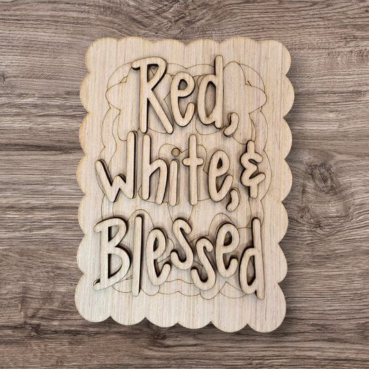 3D Red White & Blessed (KW178-3D)