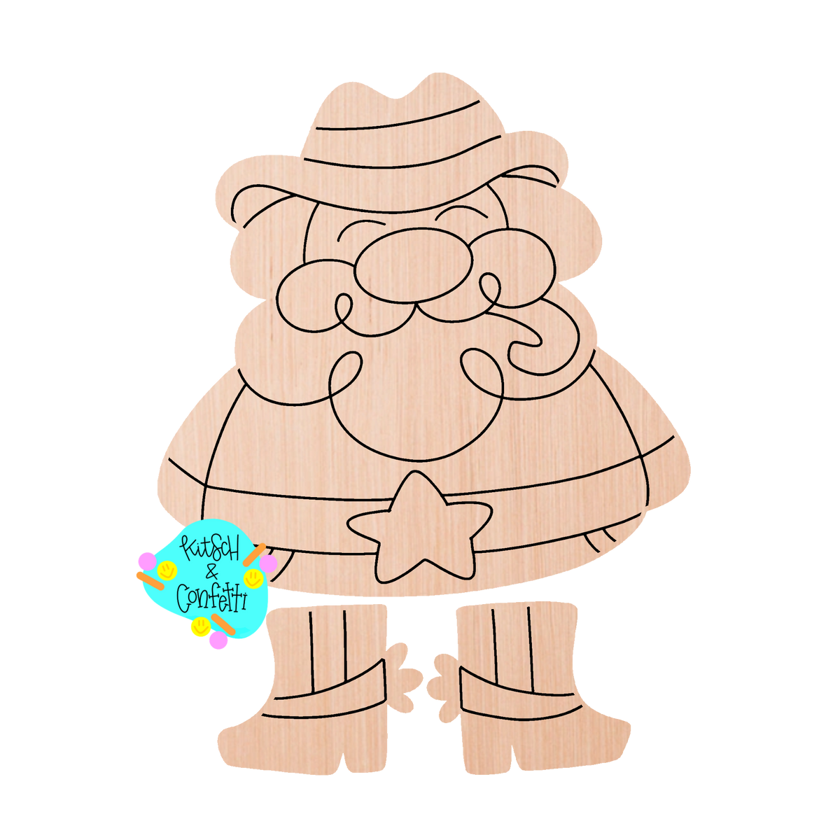 Ribbon Leg Cowboy Santa Ornament (KC095-O)