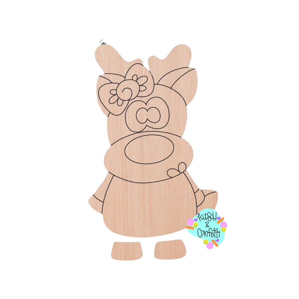 Ribbon Leg Girl Reindeer Ornament (KC173-O)
