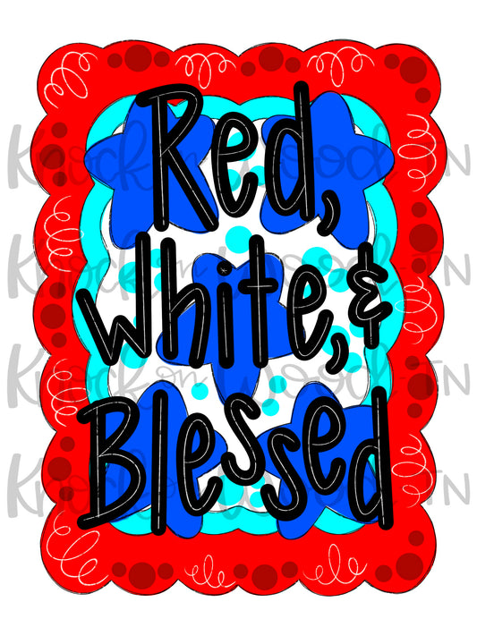3D Red White & Blessed (KW178-3D)