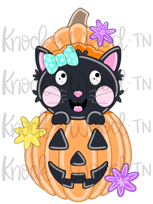 Halloween Cat In Pumpkin (KW191)