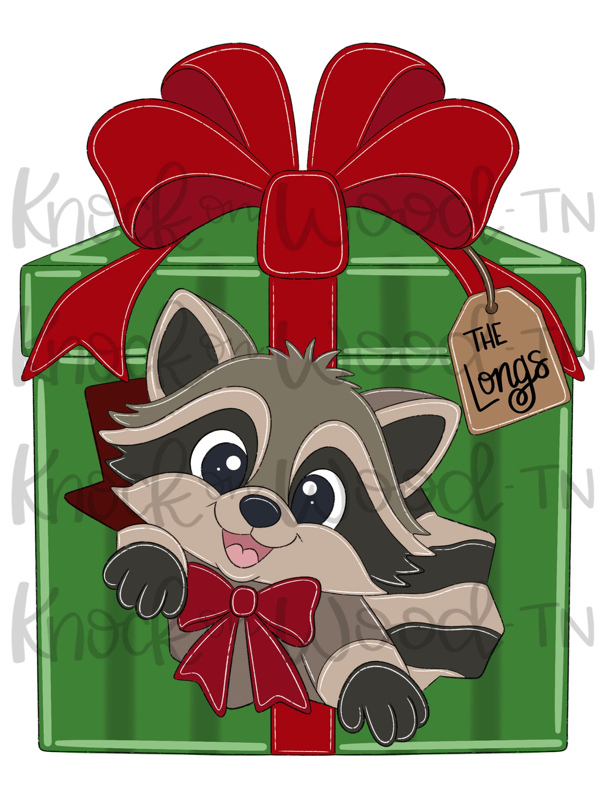 Peeking Racoon Christmas Gift (KW216-O)