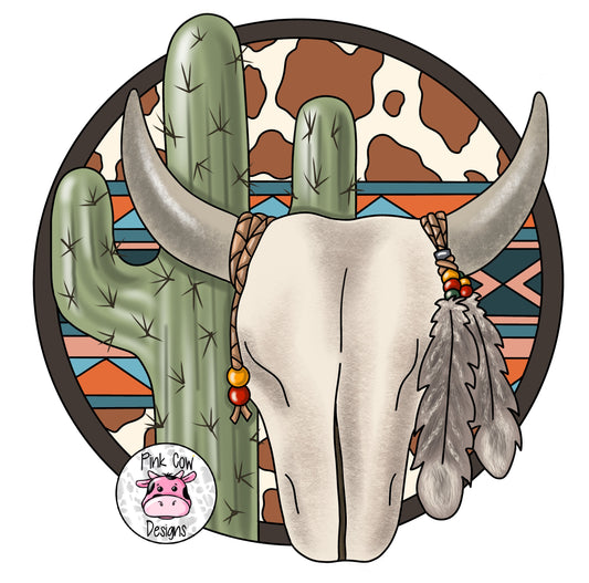 Southwest Bull Skull & Cactus (PC099)