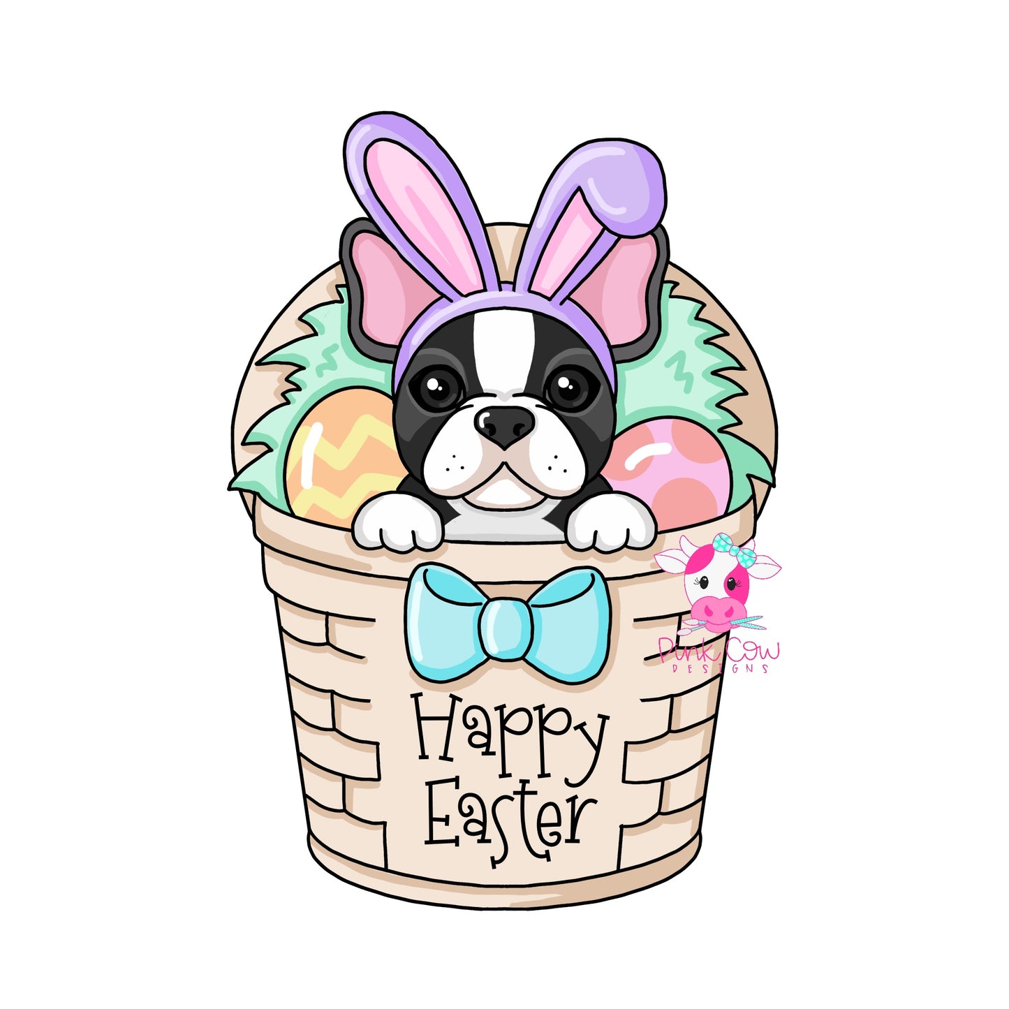 Boston Terrier Easter Basket (PC191)