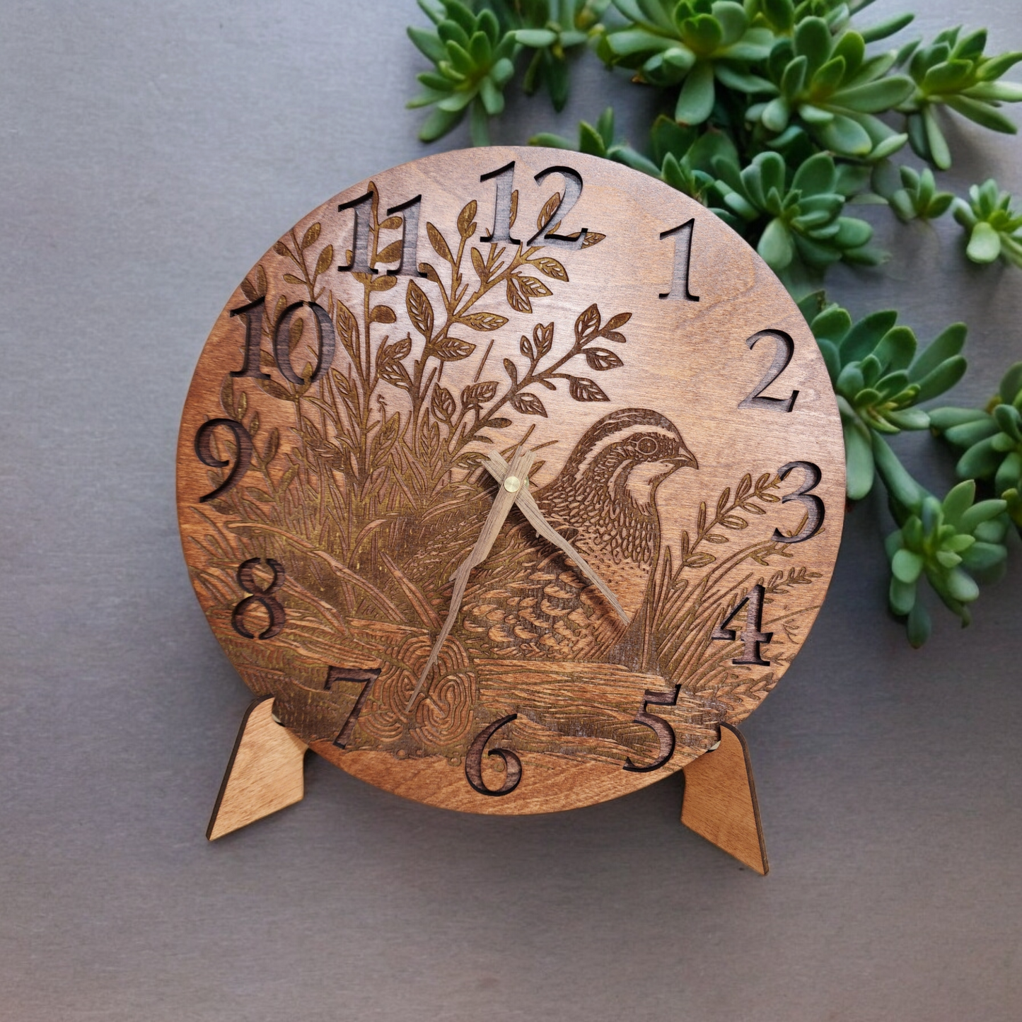 Quail In Bushes Clock