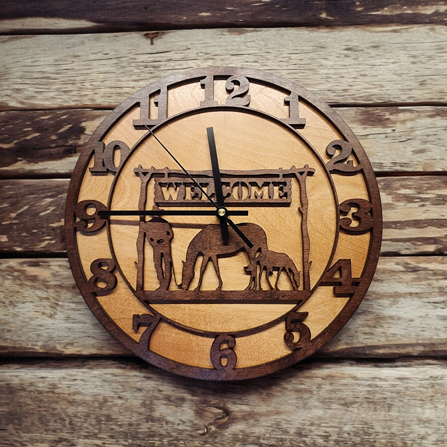 12" Cowboy Welcome Clock