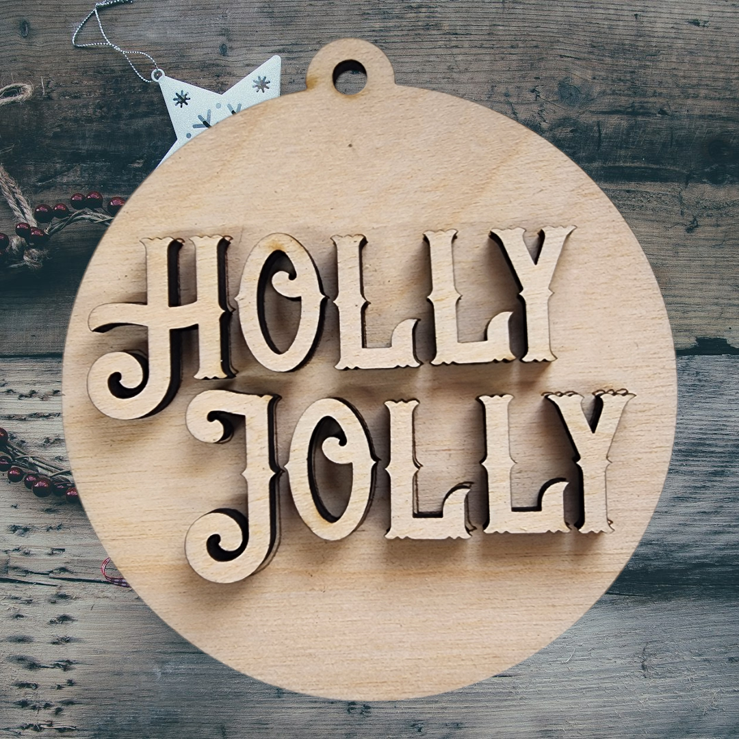 Holly Jolly 3D Ornament Blank