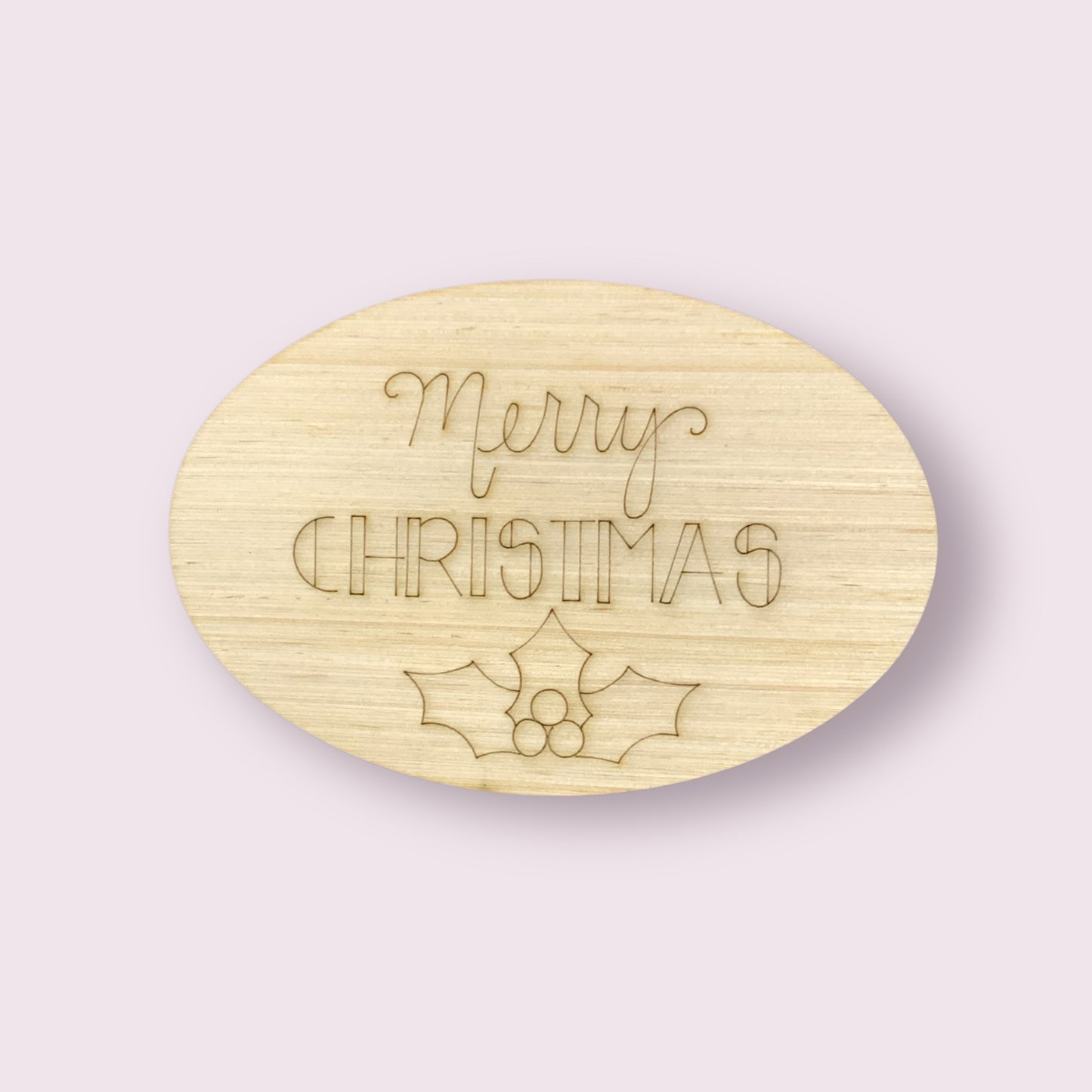 Merry Christmas Holly Oval (WP026)