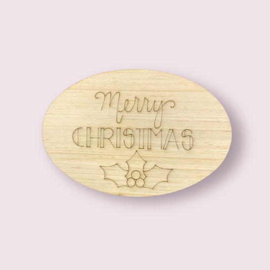 Merry Christmas Holly Oval Ornament (WP026-O)