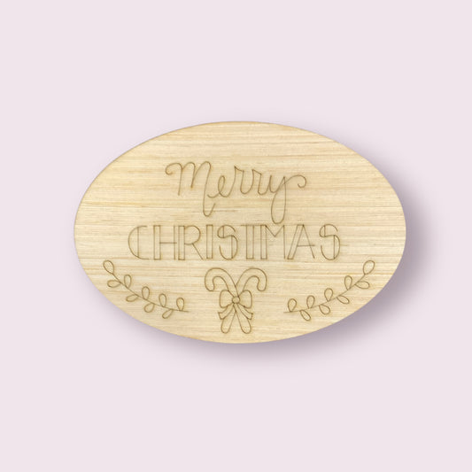 Merry Christmas Oval  - Candy Canes Ornament (WP011-O)