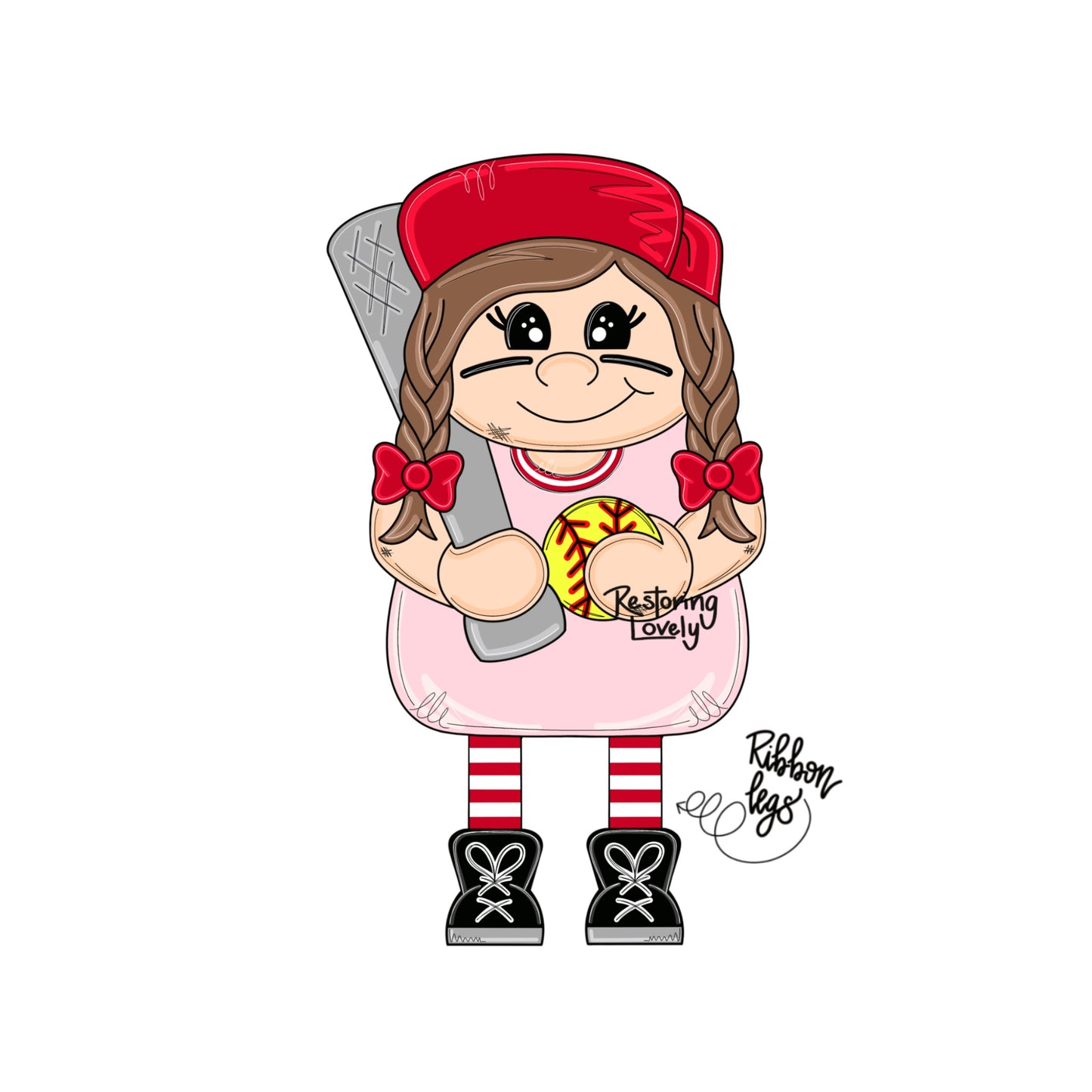 Ribbon Leg Softball Player (RL104)